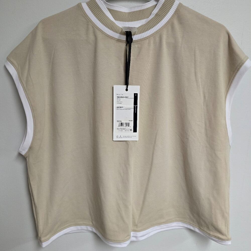 Calia Cropped Athleisure Mock Neck Top NWT XL Beige